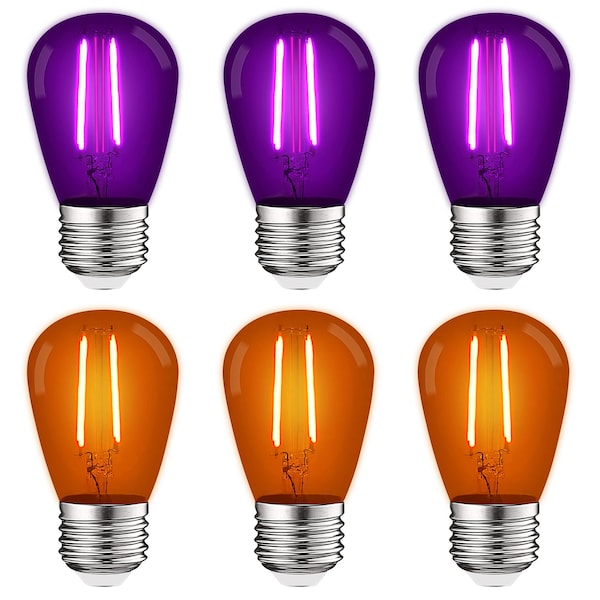 Luxrite S14 LED Edison Purple and Orange Light Bulbs 0.5W Colored Bulb for String Lights E26 Base, 3PK LR21731 LR21736-3PC - main